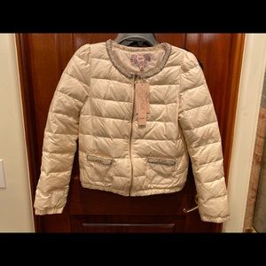 Cream color puff jacket with beads size M